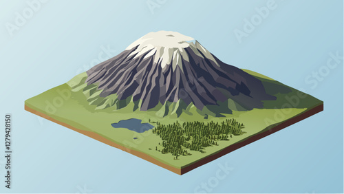 3D Geometric Illustration of Mount Kilimanjaro