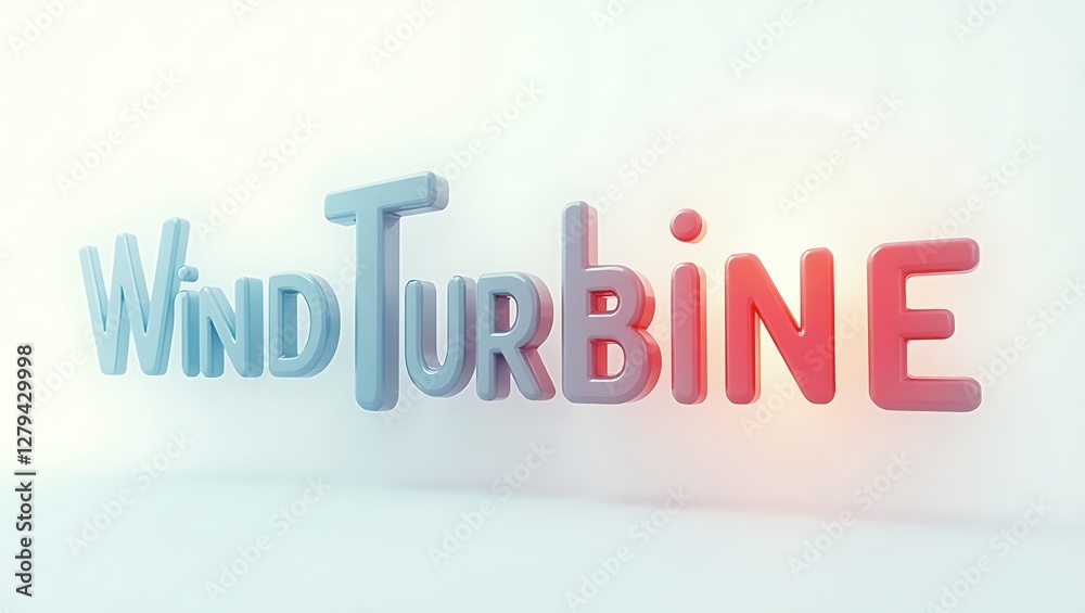 Wind turbine typography in a creative and modern style on a light background Wind turbine typography in a creative and modern style on a light background