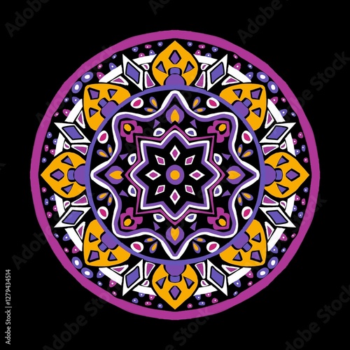 Hand drawn floral color mandala. drawing of botanical, natural theme. coloring book page, decoration, tattoo, wallpaper, sticker.