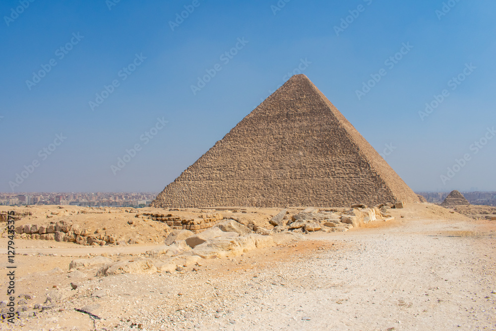 The Giza Necropolis, Famed archaeological site featuring the Great Pyramids, the Great Sphinx and The Great Pyramid of Giza in the desert of Giza, Cairo, Egypt.
The Giza Necropolis, Famed archaeological site featuring the Great Pyramids, the Great Sphinx and The Great Pyramid of Giza in the desert of Giza, Cairo, Egypt.