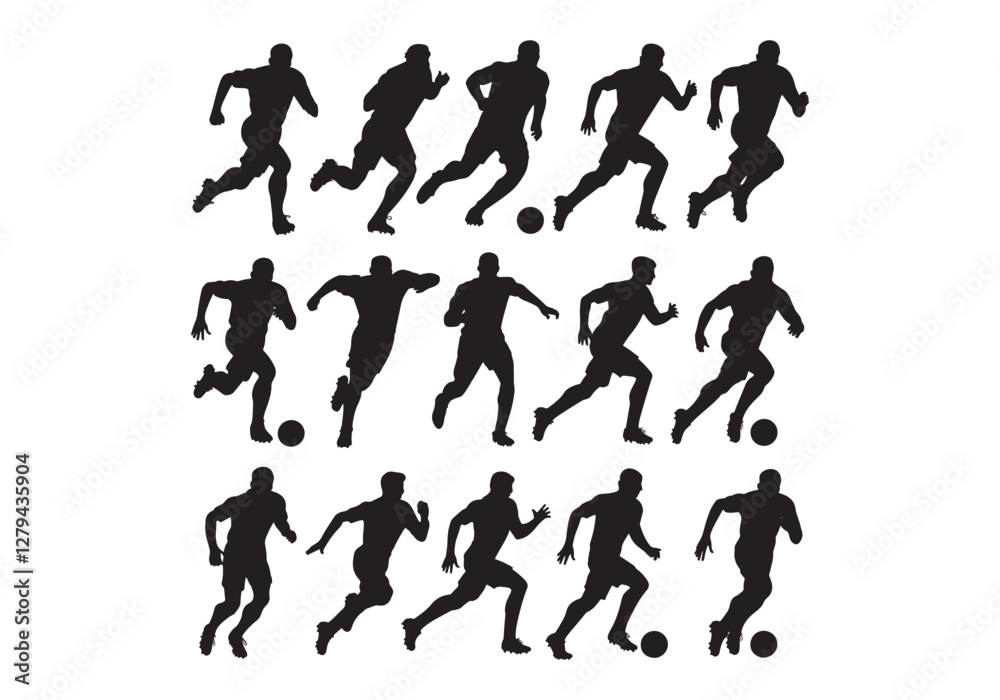 Dynamic Soccer Player Silhouettes Vector Illustration - Perfect for Sports Design and Marketing Dynamic Soccer Player Silhouettes Vector Illustration - Perfect for Sports Design and Marketing