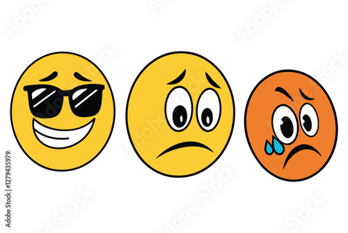 set of smileys with faces