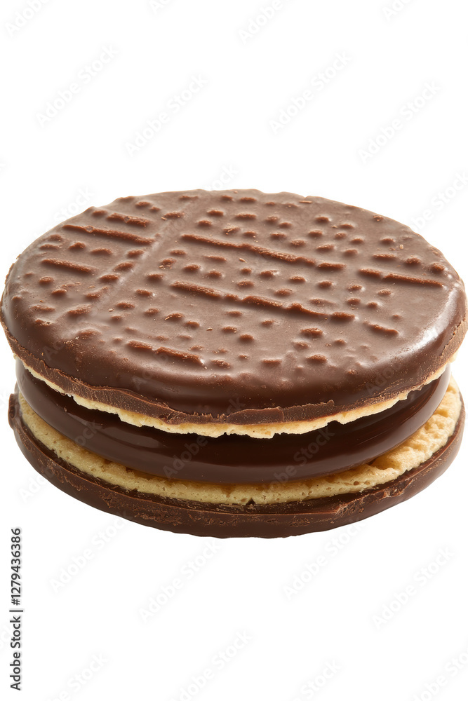 Isolated chocolate biscuit sandwich