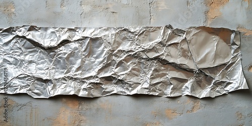 Crumpled Foil on Concrete Surface photo