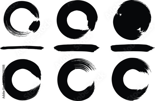 Set of eyes with different hair designs in a circular 3D icon style, featuring nine unique eyes, symbolizing a collection of elements for a modern logo or web template