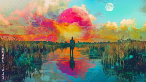 Surreal Montage of Vibrant Dreamlike Hues and Symbolic Imagery