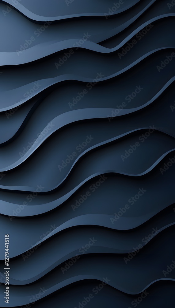 Dark Blue Wavy Abstract Pattern with Shadows and Three Dimensional Depth Dark Blue Wavy Abstract Pattern with Shadows and Three Dimensional Depth
