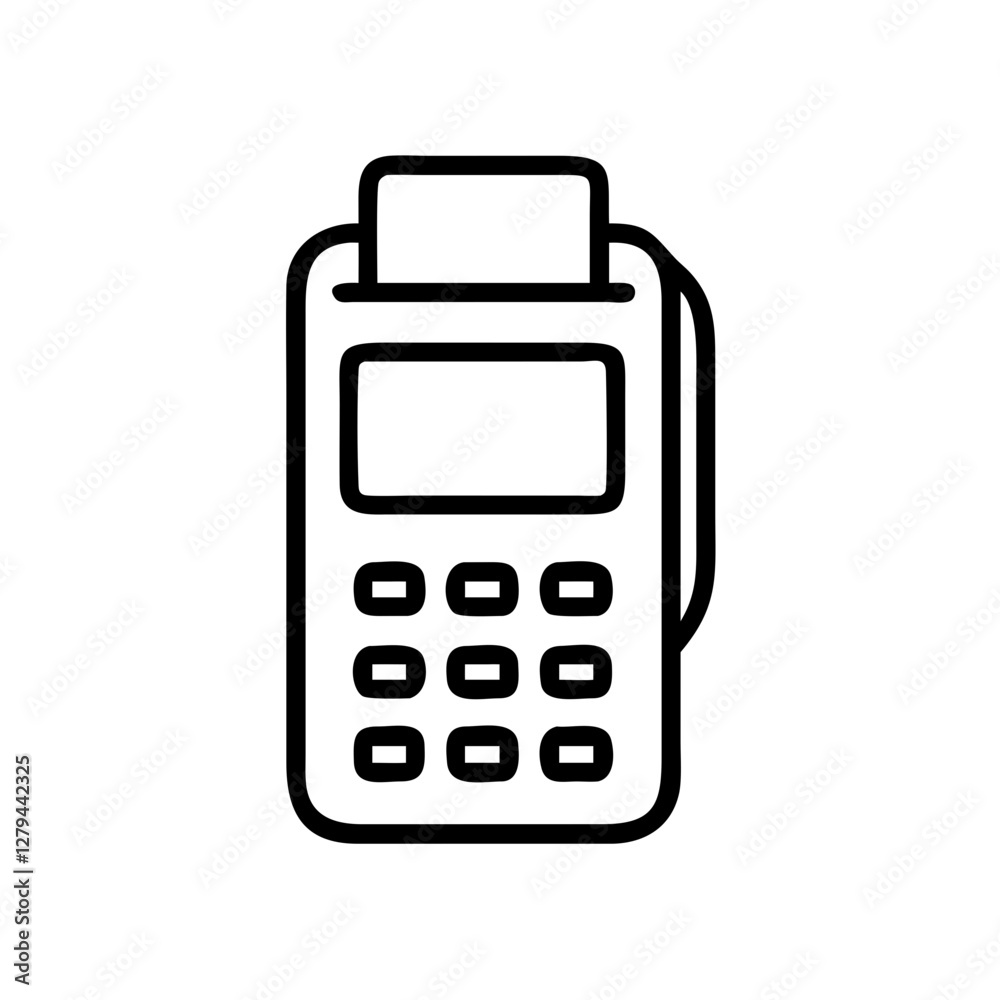 Payment terminal icon, minimalist design, financial transaction concept, black and white Payment terminal icon, minimalist design, financial transaction concept, black and white