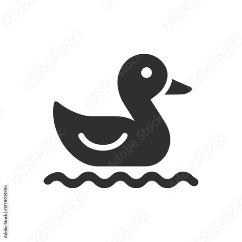 duck swimming on water icon, waterfowl, drake illustration, isolated on transparent background