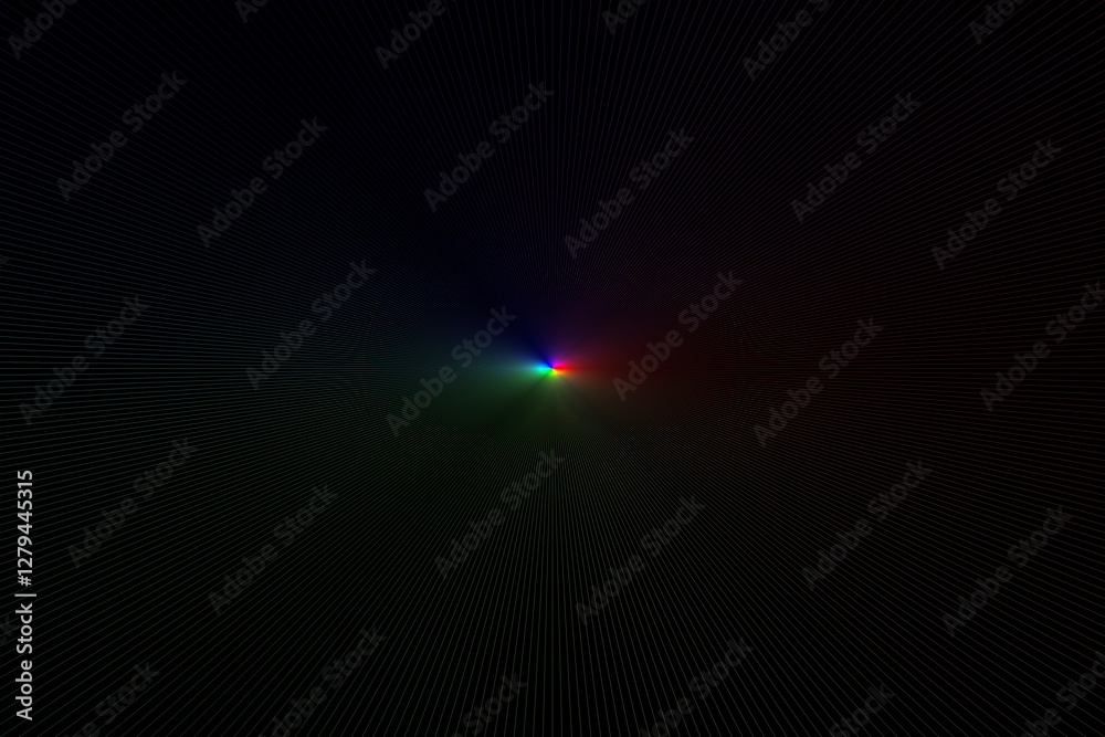 Obraz premium Rainbow Thin Lines Radiating from the Center on black