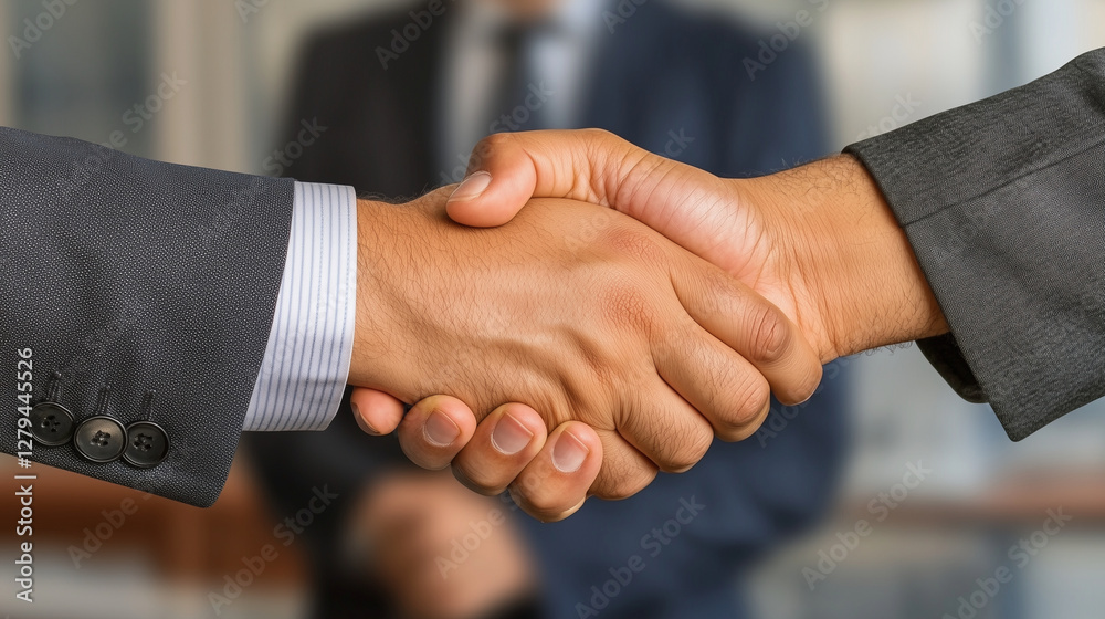 Salesperson Closing a Deal with a Handshake and a Smile Salesperson Closing a Deal with a Handshake and a Smile