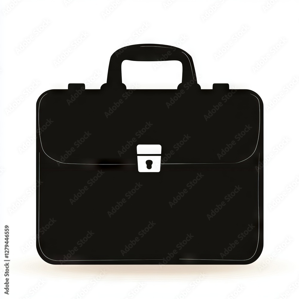 Simple illustration of a black briefcase with a white lock on a white backdrop Simple illustration of a black briefcase with a white lock on a white backdrop