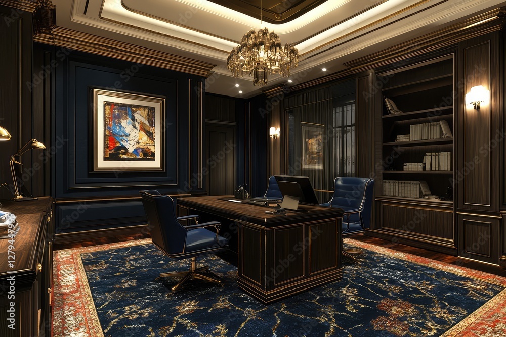 Fototapeta premium Luxury coworking office. AI generated illustration.