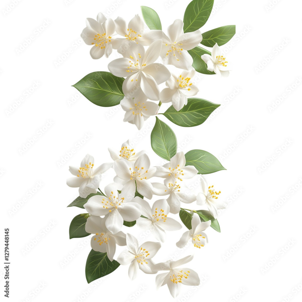 Obraz premium Jasmine Flowers Isolated on White Background