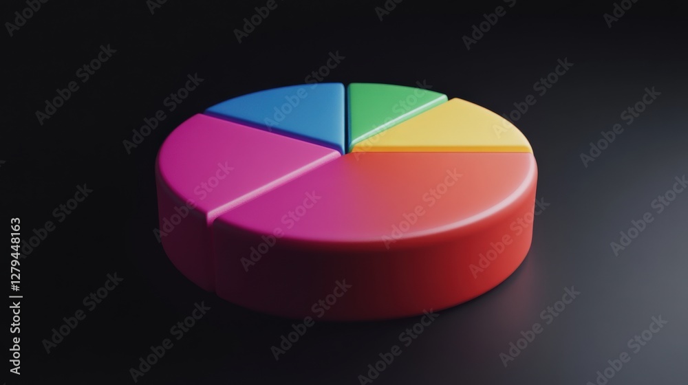 Fototapeta premium Colorful pie chart on a black background showcasing data distribution for analysis