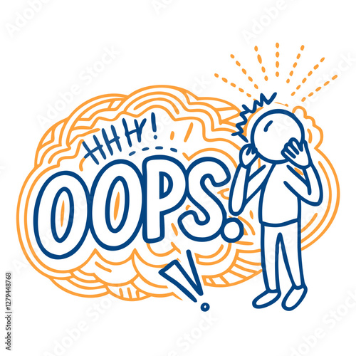 "Oops!" mistake and apology speech bubble