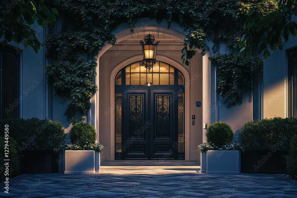 Fototapeta premium Luxury entrance to business center. AI generated illustration.