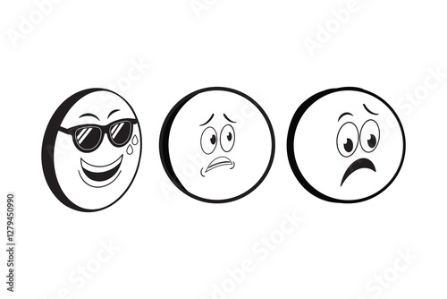 set of funny cartoon smileys,sad