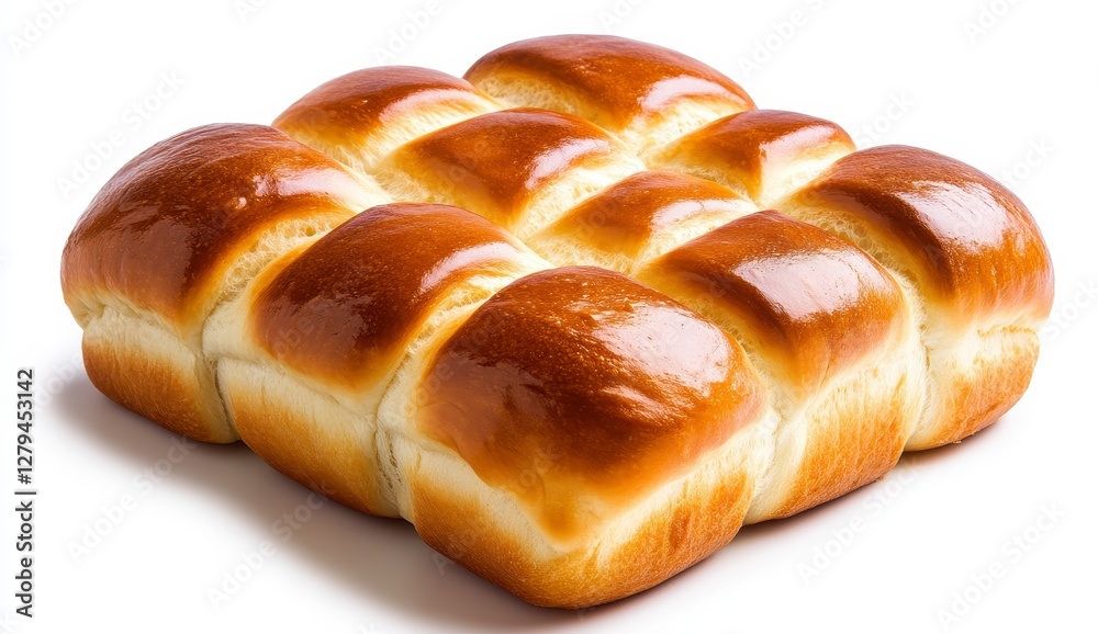 Golden Brown Baked Rolls in a Square Grid on White Background Golden Brown Baked Rolls in a Square Grid on White Background