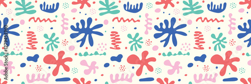 Fényképezés Seamless pattern with cartoon organic shapes