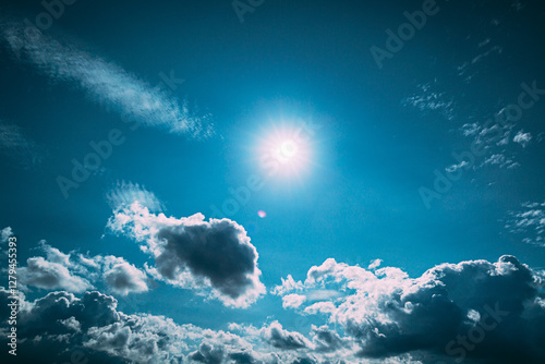 Obraz na płótnie Gently Cloud Sky Blue Moving In Blue Sky Abstract Cloud. Cloud Formation. Abstract Light Blue Color. T Natural Background Sky w salonie