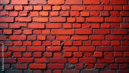 Wallpaper Mural Rustic red brick wall, wide angle view Aged texture , retro, old Torontodigital.ca