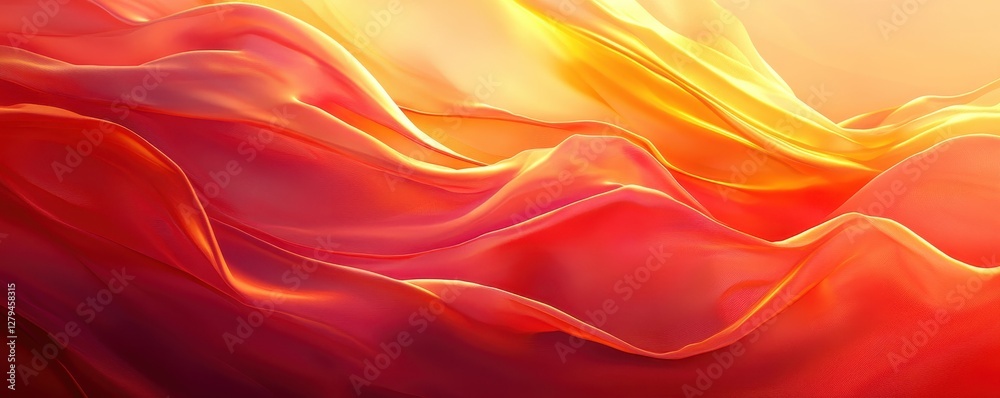 Fototapeta premium Colorful flowing fabric waves in soft light creating abstract artistic pattern