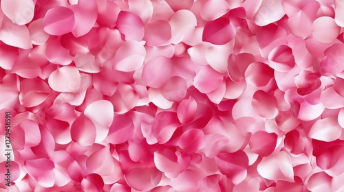 Pink and white rose petals in a romantic background with soft textures and gradient tones