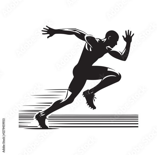 Track and field athlete in action silhouette vector illustration