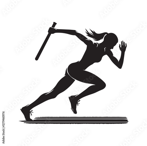 Track and field athlete in action silhouette vector illustration