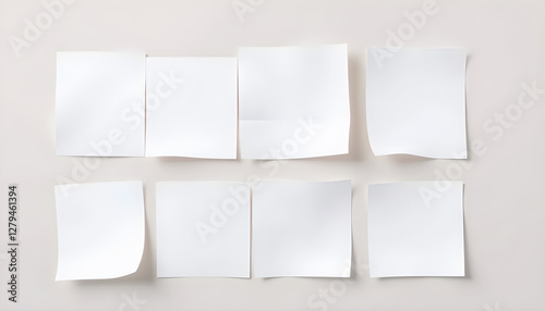 Wallpaper Mural Eight blank square sticky notes with curled edges on a plain background Torontodigital.ca