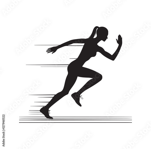 Track and field athlete in action silhouette vector illustration