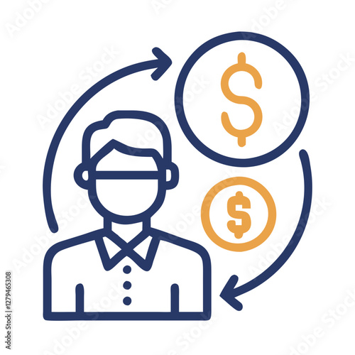 Vector icon representing a financial advisor guiding clients through investment and saving strategies