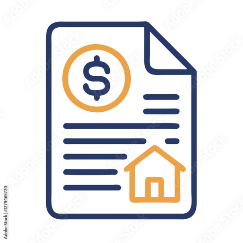 Mortgage document icon representing home loans and financing options for prospective homeowners in a simplified vector format