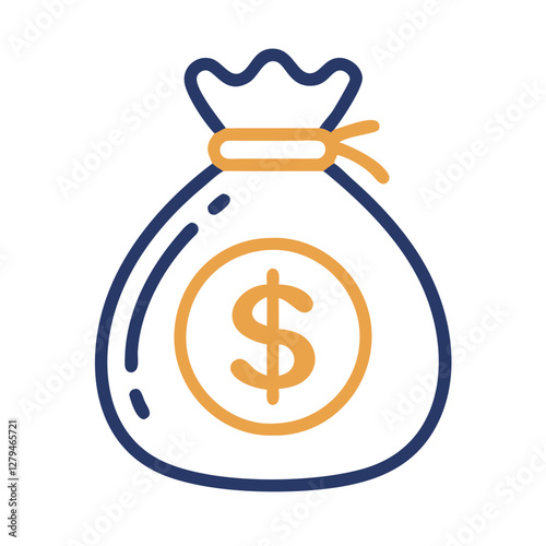 Vector icon of a money bag representing wealth and financial transactions in a simple, modern design