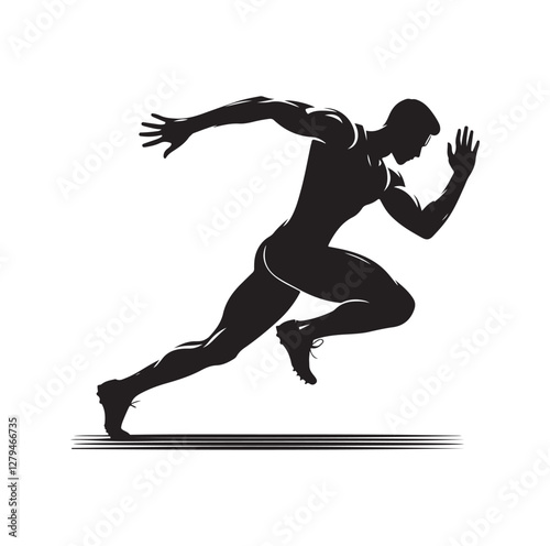 Track and field athlete in action silhouette vector illustration