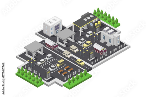 Gas station isometric