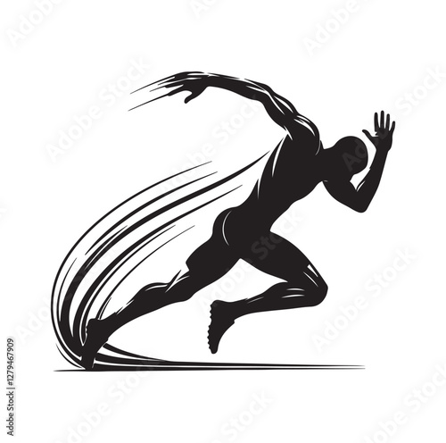 Track and field athlete in action silhouette vector illustration