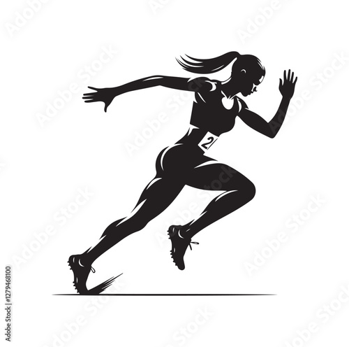 Track and field athlete in action silhouette vector illustration