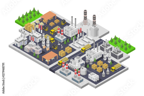 Industrial area warehouse isometric