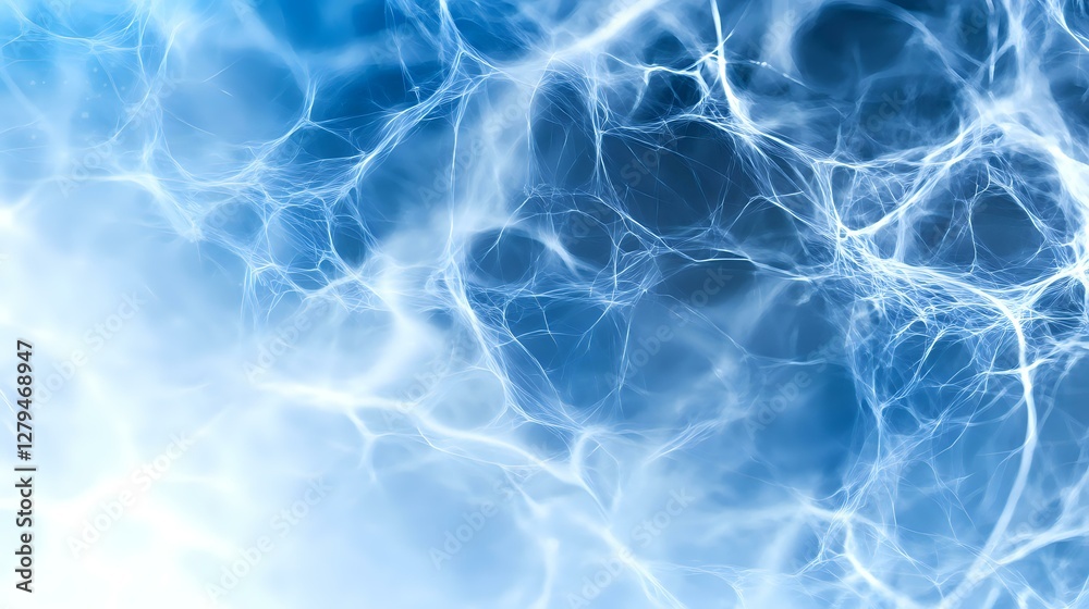 Abstract blue electrical lightning pattern on dark background, glowing energy plasma effect with luminous network of light streaks and branches. Abstract blue electrical lightning pattern on dark background, glowing energy plasma effect with luminous network of light streaks and branches.
