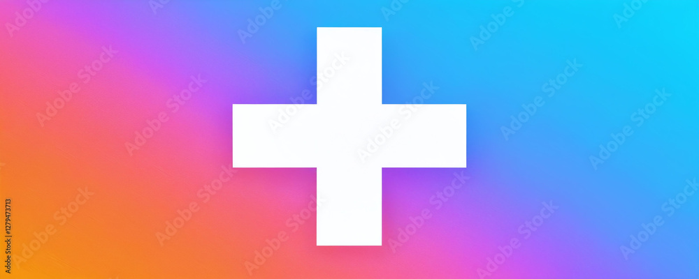 Obraz premium Vibrant background with a prominent white cross symbol in the center, embodying a message of positivity and healing