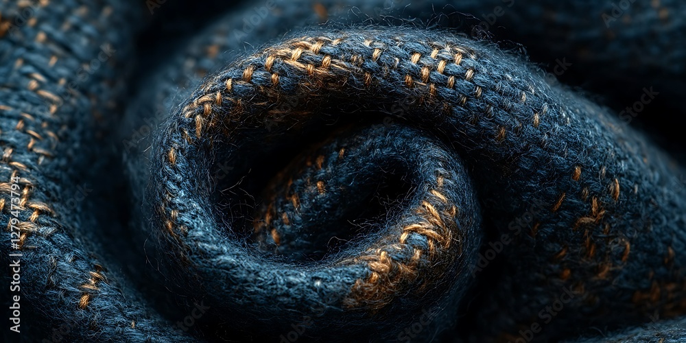 Fototapeta premium Closeup Textured Dark Blue Fabric