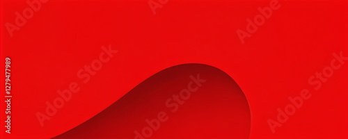 Bright red abstract composition with smooth curves and dynamic shapes showcasing vibrant color dynamics