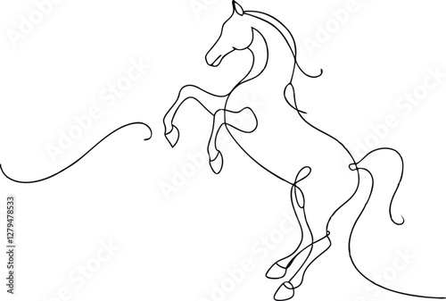 Stunning Line Drawing of a Rearing Horse Vector