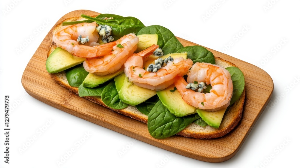 Shrimp Avocado Toast with Spinach and Blue Cheese Shrimp Avocado Toast with Spinach and Blue Cheese