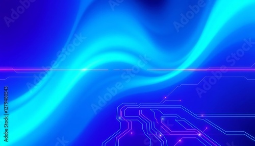 A tech-focused neon gradient background with high-contrast electric blue, neon green, and purple hues. Subtle circuit board lines and glowing digital elements enhance the futuristic and cybersecurity-