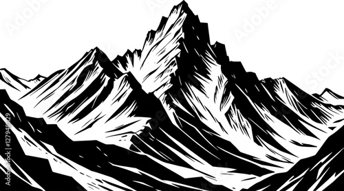 mountain range, black jagged peaks vector