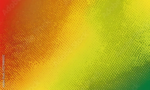 Vibrant abstract design featuring a gradient of warm and cool colors in a dynamic halftone pattern