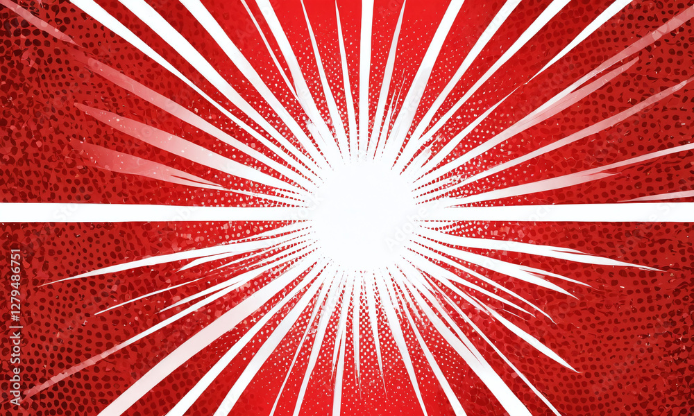 Fototapeta premium Bright red burst pattern creates dynamic energy in graphic design context